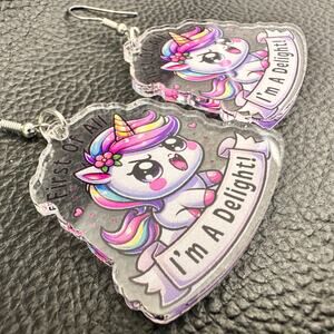 Angry Unicorn is a Delight Acrylic Earrings